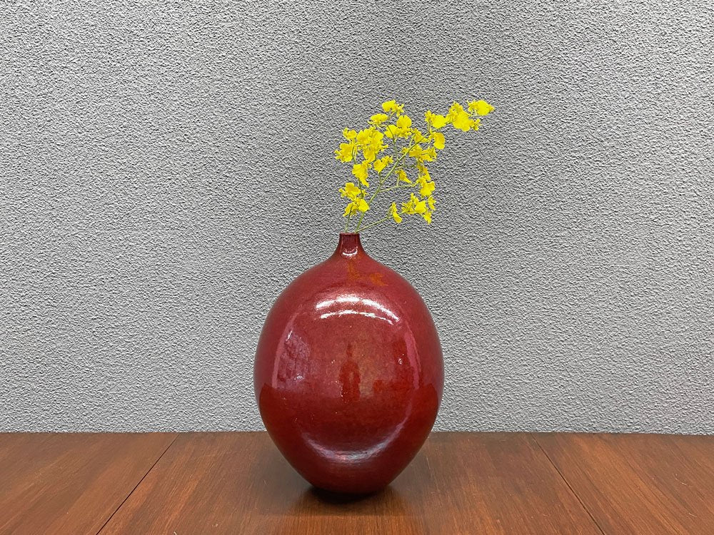 モバック Mobach ceramics フラワーベース 一輪挿し レッド系 H35.5cm オランダ ダッチビンテージ ミッドセンチュリー ●