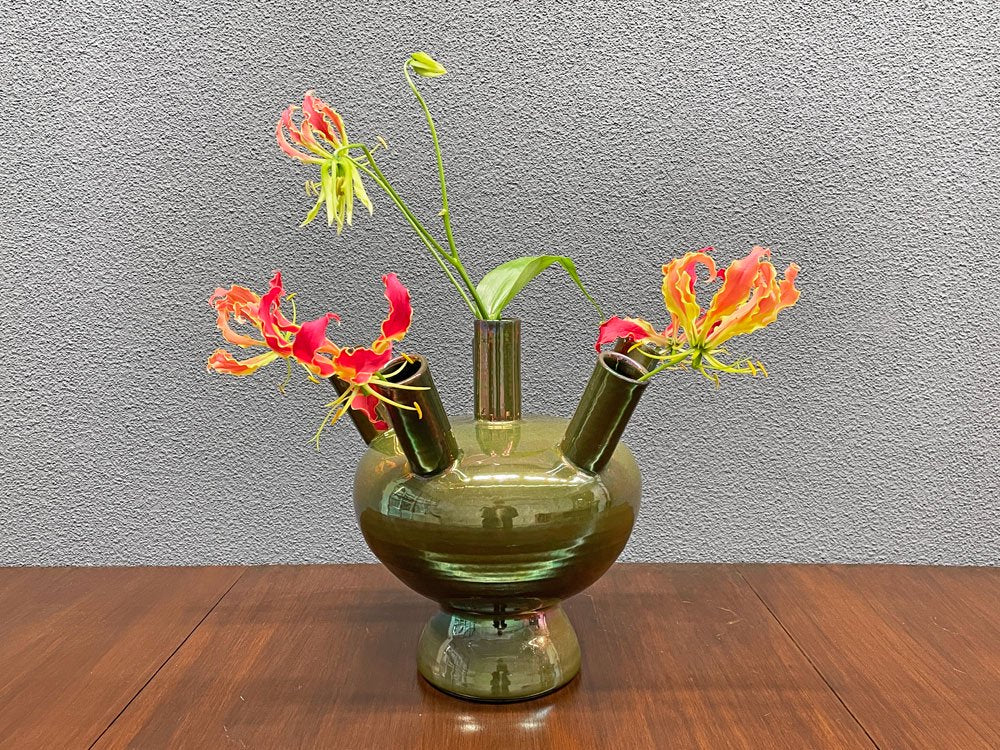 モバック Mobach ceramics フラワーベース 花瓶 Tulip vase グリーン ラスター H33cm オランダ ダッチビンテージ ミッドセンチュリー ●