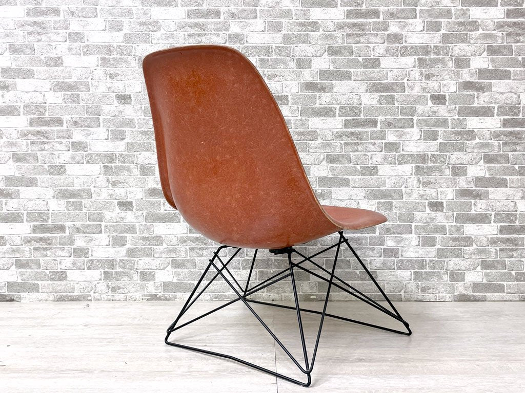 ハーマンミラー Herman Miller サイドシェルチェア 2ndビンテージ FRP製 テラコッタ キャッツクレイドルベース C&R イームズ ミッドセンチュリー ●