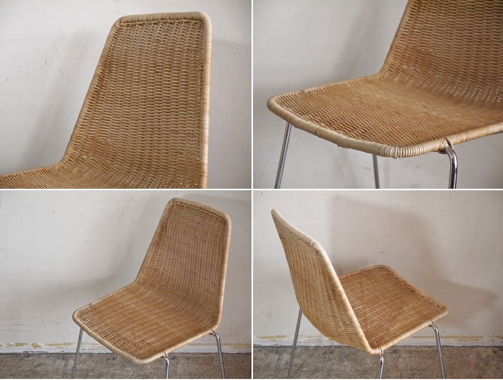 カンポ エ グラフィ Campo e Graffi バスケットチェア Basket Chair スタッキング ラタン イタリアンミッドセンチュリー ビンテージ C ■