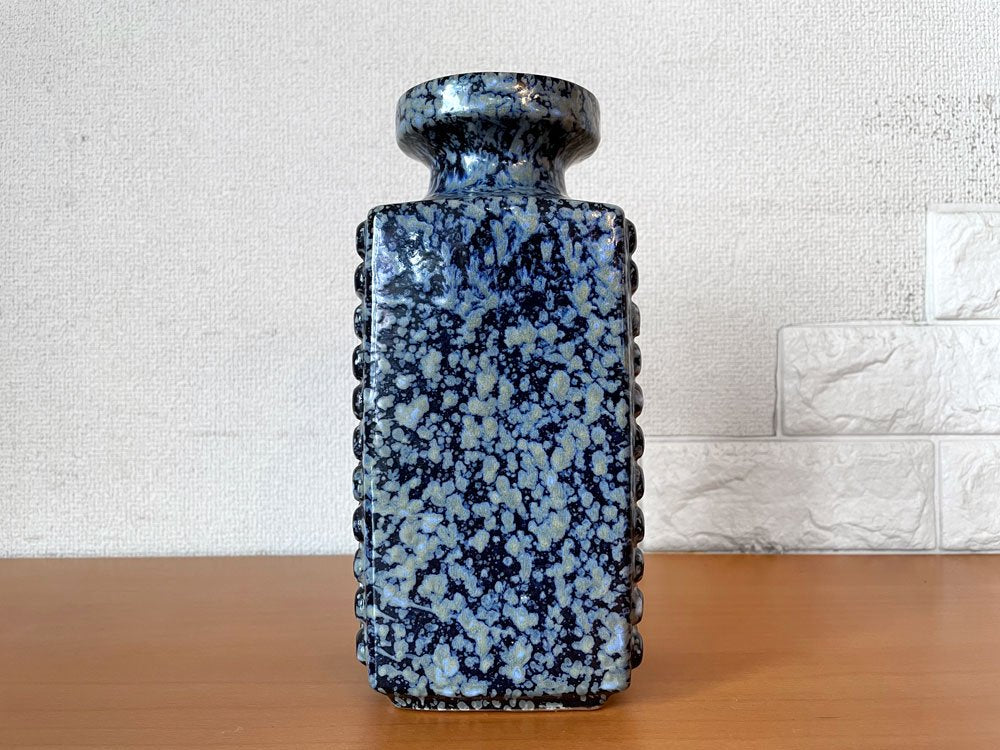 VEB Haldensleben 陶製 フラワーベース 花瓶 H23cm ブルー系 DDR 東ドイツ ビンテージ ◎