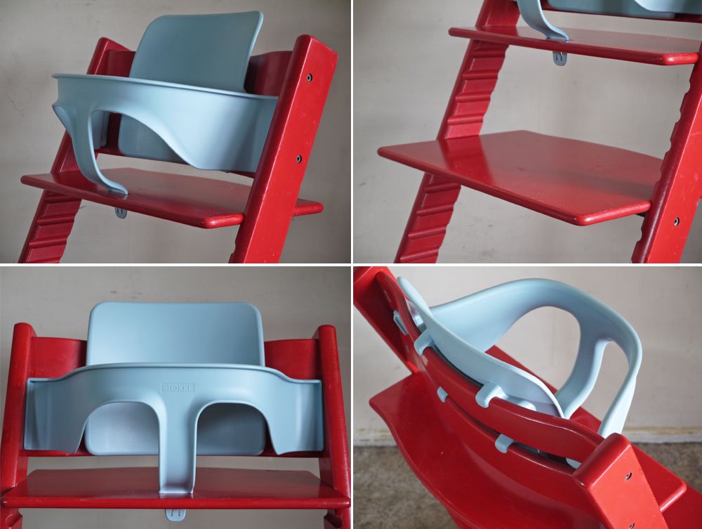 ストッケ STOKKE トリップトラップ TRIPP TRAPP ベビーチェア キッズチェア ガード&バックレスト付き レッド S/N3～ ノルウェー 北欧家具 ■