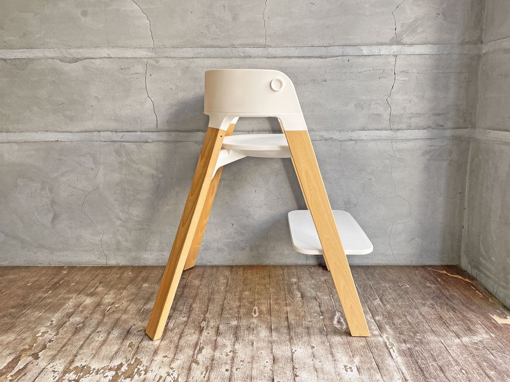 ストッケ STOKKE ステップス Steps ベビーチェア キッズチェア オールインワンシーティングシステム ホワイト ナチュラル 北欧 ♪