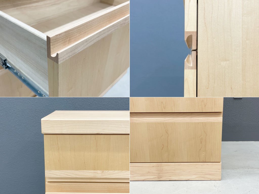 シラカワ家具 Shirakawa チェスト フラット Chest FLAT メイプル 無垢材 整理箪笥 掘込ハンドル 飛騨の家具 定価260,000円 展示品相当 〓