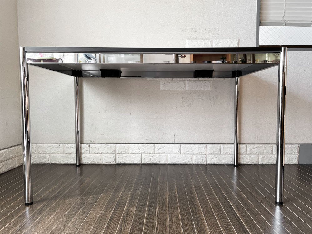 ユーエスエムハラー USM Haller モジュラーファニチャー ハラーテーブル プラス ホワイトラミネート天板 W125×D75cm アクセスポイント&高さ調節機能付 ◎