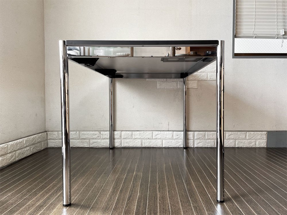 ユーエスエムハラー USM Haller モジュラーファニチャー ハラーテーブル プラス ホワイトラミネート天板 W125×D75cm アクセスポイント&高さ調節機能付 ◎