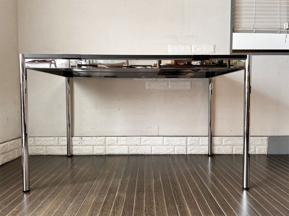 ユーエスエムハラー USM Haller モジュラーファニチャー ハラーテーブル プラス ホワイトラミネート天板 W125×D75cm アクセスポイント&高さ調節機能付 ◎