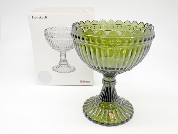 イッタラ iittala マリメッコ marimekko  マリスコーリ Mariskooli マリボウル モスグリーン ラージサイズ H15cm 廃番 箱付き フィンランド 北欧雑貨 ●