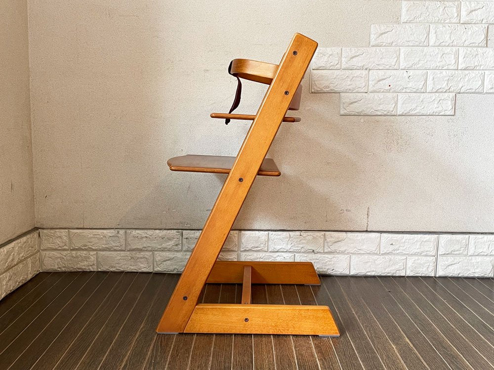 ストッケ STOKKE トリップトラップ TRIPP TRAPP ベビーチェア キッズチェア チェリー S/Nなし 木製ガード 本革ベルト付き ノルウェー 北欧家具 ◎