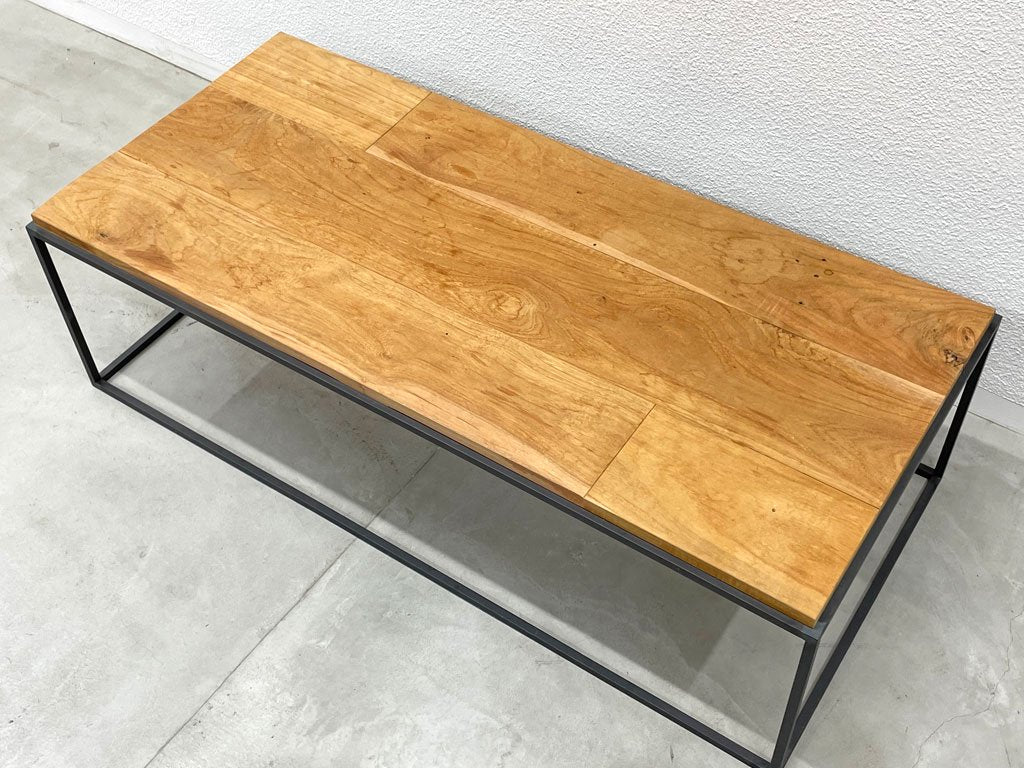 イデー IDEE フレームテーブル Frame Table 1200 アイアン × オールドチーク 無垢材 センターテーブル 無塗装 旧仕様 〓