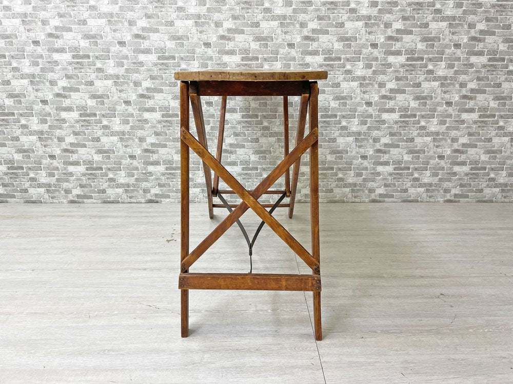UKビンテージ Vintage アイロン台 折り畳み フォールディング パイン材 コンソール ハイテーブル 作業台 英国 ●