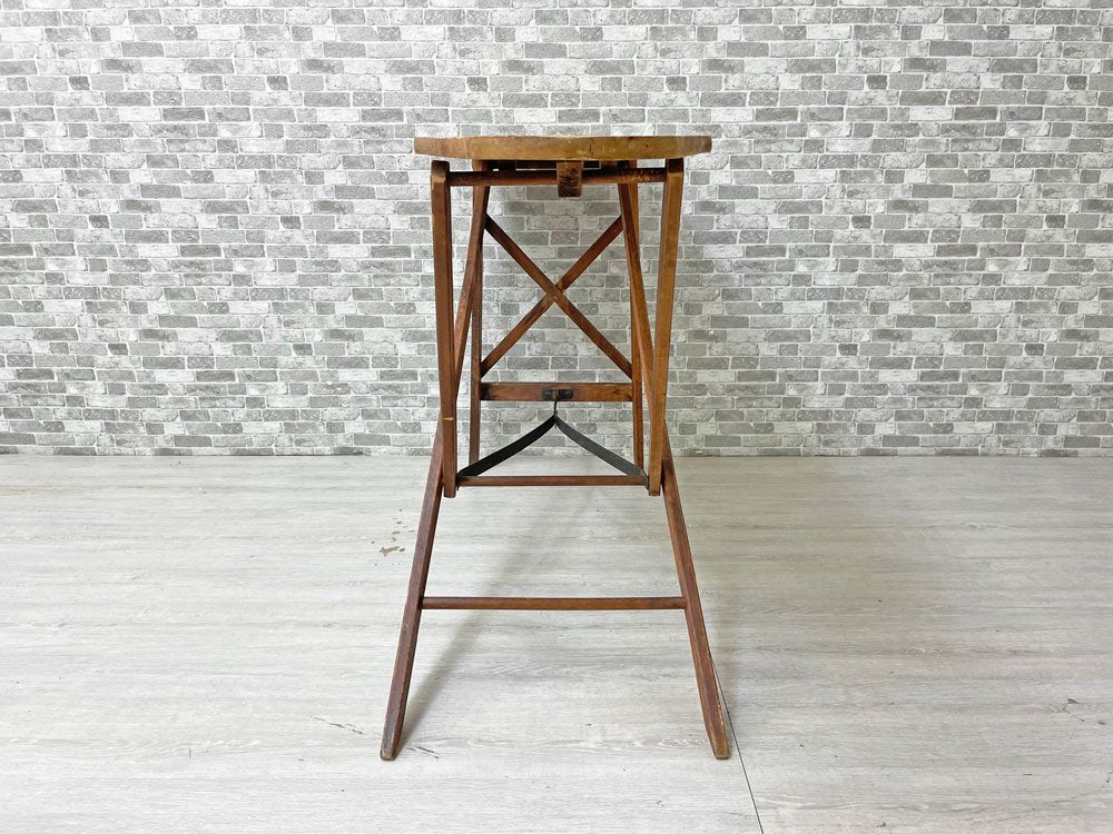 UKビンテージ Vintage アイロン台 折り畳み フォールディング パイン材 コンソール ハイテーブル 作業台 英国 ●