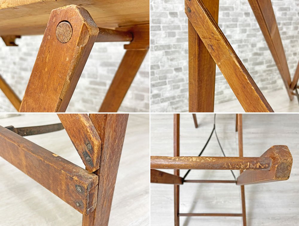 UKビンテージ Vintage アイロン台 折り畳み フォールディング パイン材 コンソール ハイテーブル 作業台 英国 ●