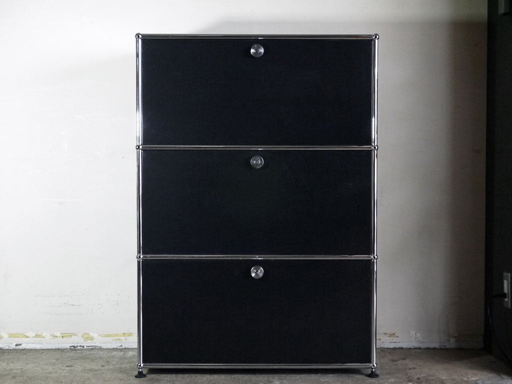 USMハラー USM Haller モジュラーファニチャー ハラーシステム キャビネット グラファイトブラック 1列3
段 フリッツ・ハラー ■