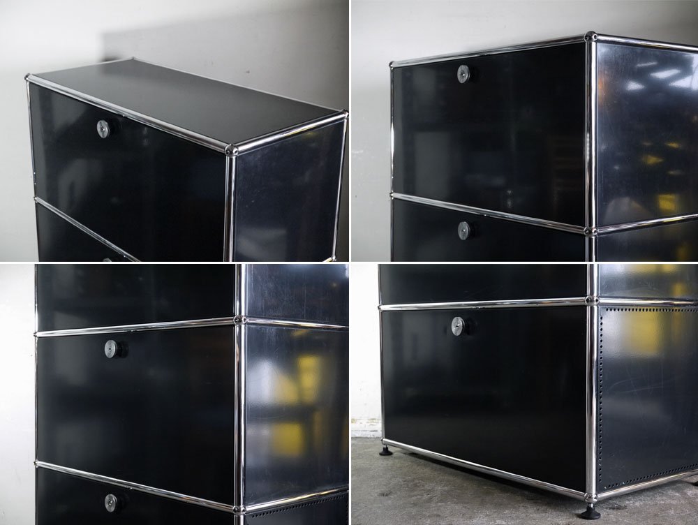 USMハラー USM Haller モジュラーファニチャー ハラーシステム キャビネット グラファイトブラック 1列3
段 フリッツ・ハラー ■