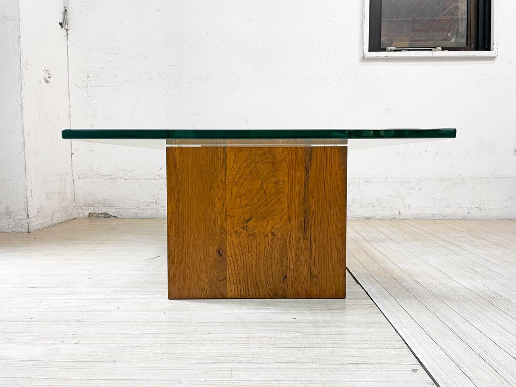 トラックファニチャー TRUCK FURNITURE オーク ガラストップ ローテーブル OAK GLASS-TOP LOW TABLE LIGHT BROWN-GA 参考定価 \100,100-★