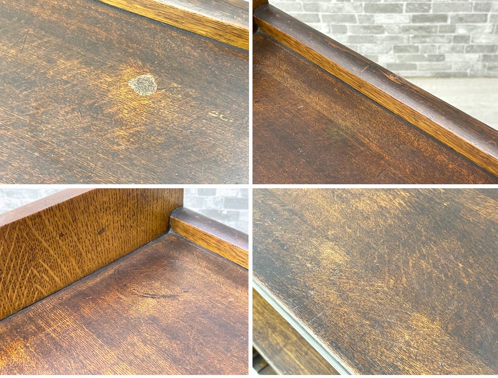 UKビンテージ Vintage オーク無垢材 ワゴン シェルフ 本棚 キッチンカート 2段 英国 イギリス ●