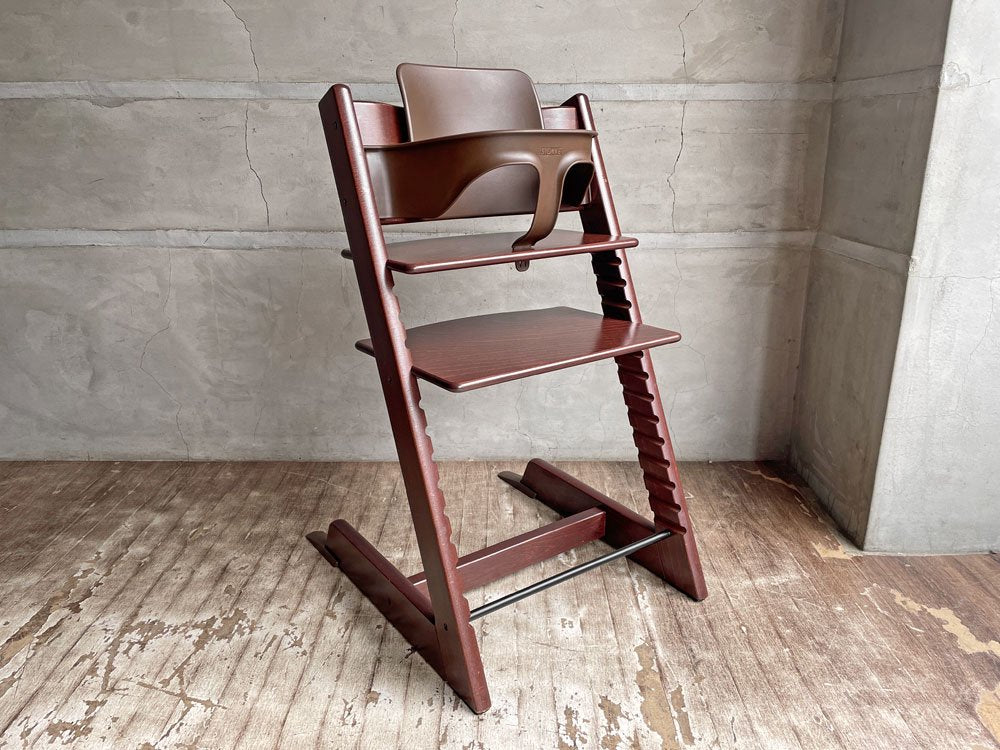 ストッケ STOKKE トリップトラップ TRIPP TRAPP ベビーチェア キッズチェア ブラウン ガード付き S/N4～ ノルウェー 北欧家具♪