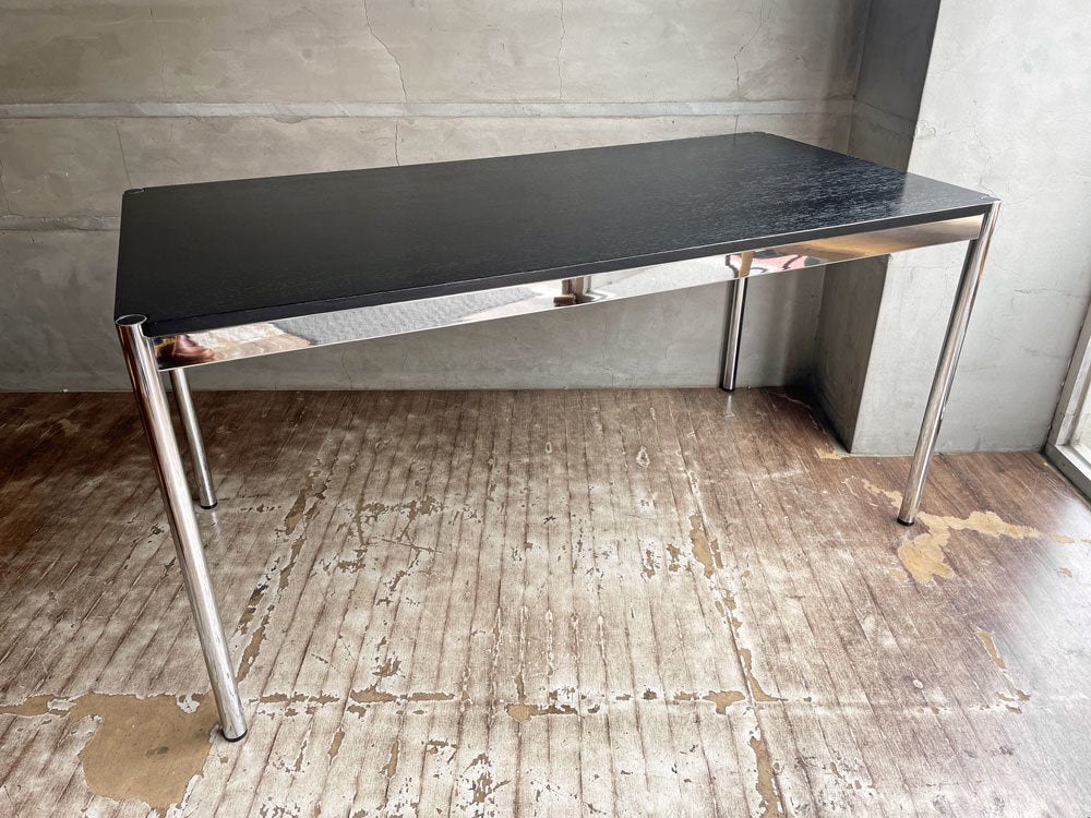 USMハラー USM Haller モジュラーファニチャー Modular Furniture ハラーテーブル ワークデスク ブラックウッド天板 W150cm 高さ調整機能付 ♪