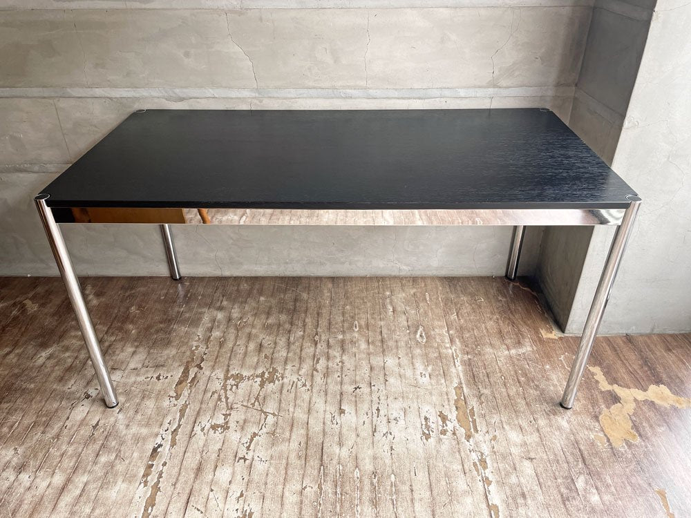 USMハラー USM Haller モジュラーファニチャー Modular Furniture ハラーテーブル ワークデスク ブラックウッド天板 W150cm 高さ調整機能付 ♪