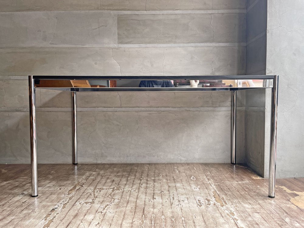 USMハラー USM Haller モジュラーファニチャー Modular Furniture ハラーテーブル ワークデスク ブラックウッド天板 W150cm 高さ調整機能付 ♪