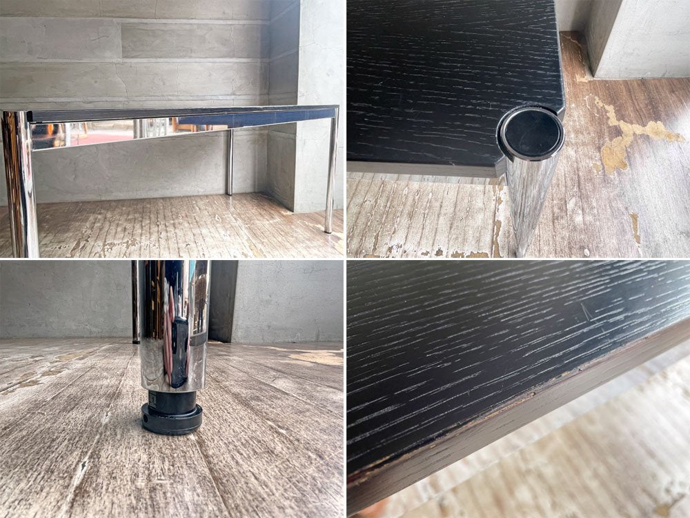 USMハラー USM Haller モジュラーファニチャー Modular Furniture ハラーテーブル ワークデスク ブラックウッド天板 W150cm 高さ調整機能付 ♪