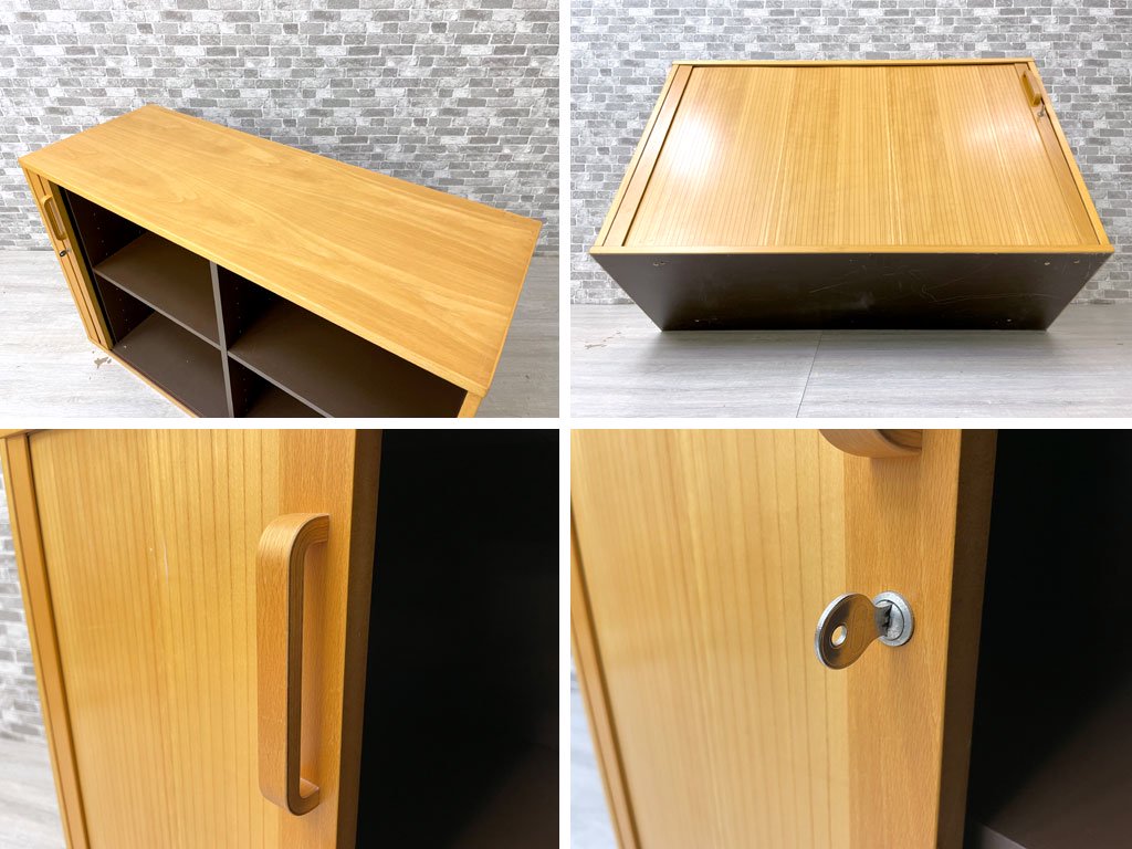 ラボファ Labofa ビーチ材 蛇腹扉 キャビネット ストレージ 鍵付き デンマーク製 北欧家具 台座なし A ●