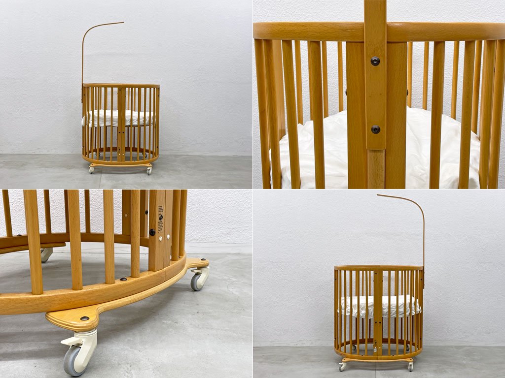 ストッケ STOKKE スリーピー SLEEPI ミニベッドからベビーベッドセット 楕円形 ブナ材 ナチュラル 新生児から対応 付属品多数 〓