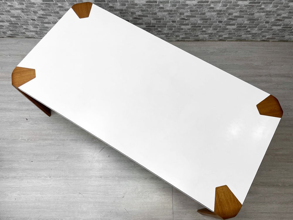 天童木工 TENDO ビンテージ アントラー ANTLER ダイニングテーブル ホワイトメラミン天板×チーク材 坂倉準三 ●