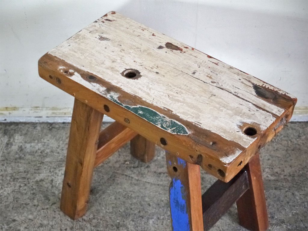 ボートウッド Boat Wood チーク無垢材 古材 スツール ランプテーブル 花台 ■