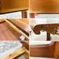 ビンテージ Vintage チーク無垢材 エクステンション ダイニングテーブル オーバル 伸長式 北欧スタイル W158・208cm 追加天板収納可能 ●
