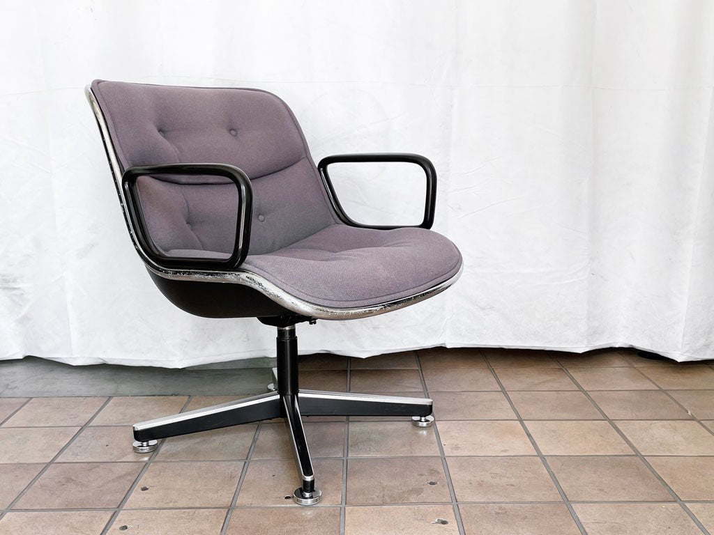 ノル Knoll ポロックチェア Pollock Chair エグゼクティブチェア アーム付き 4本脚  ファブリックシート グレー チャールズ・ポロック オフィスチェア ワークチェア ビンテージ ◇