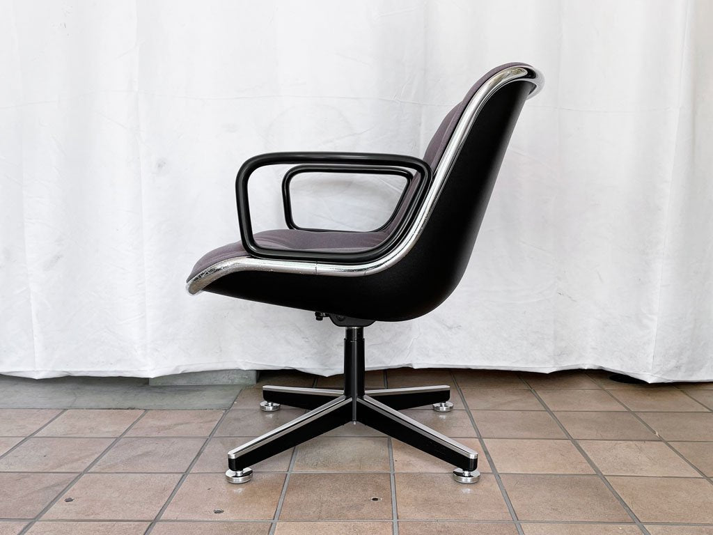 ノル Knoll ポロックチェア Pollock Chair エグゼクティブチェア アーム付き 4本脚  ファブリックシート グレー チャールズ・ポロック オフィスチェア ワークチェア ビンテージ ◇