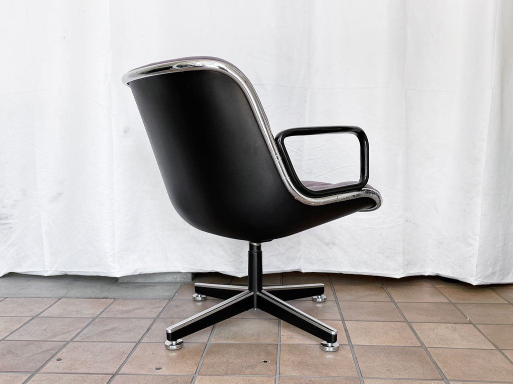 ノル Knoll ポロックチェア Pollock Chair エグゼクティブチェア アーム付き 4本脚  ファブリックシート グレー チャールズ・ポロック オフィスチェア ワークチェア ビンテージ ◇