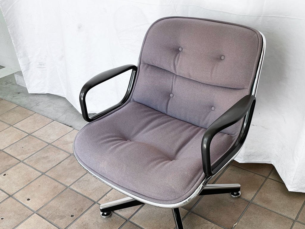 ノル Knoll ポロックチェア Pollock Chair エグゼクティブチェア アーム付き 4本脚  ファブリックシート グレー チャールズ・ポロック オフィスチェア ワークチェア ビンテージ ◇