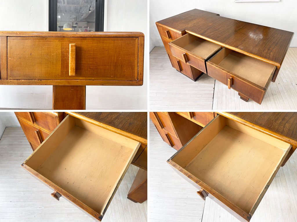 フランスビンテージ France Vintage 片袖デスク 事務机 木製 ドロワー 5杯 シャビーシック 店舗什器 H.P.DECO購入品 ★