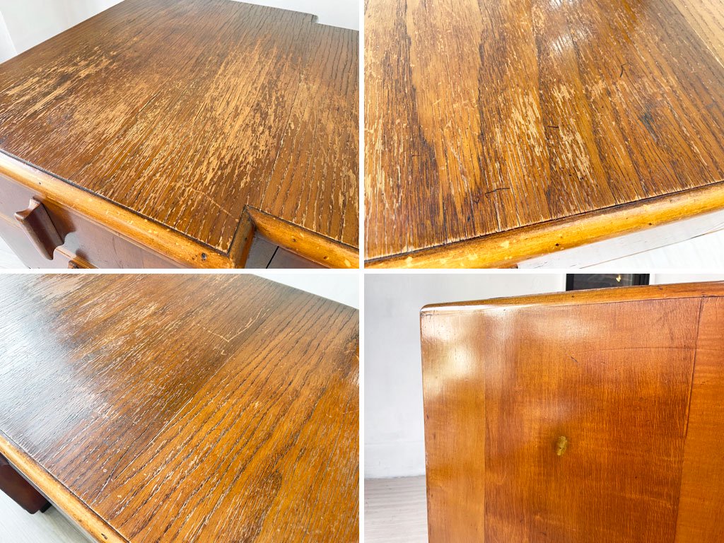 フランスビンテージ France Vintage 片袖デスク 事務机 木製 ドロワー 5杯 シャビーシック 店舗什器 H.P.DECO購入品 ★