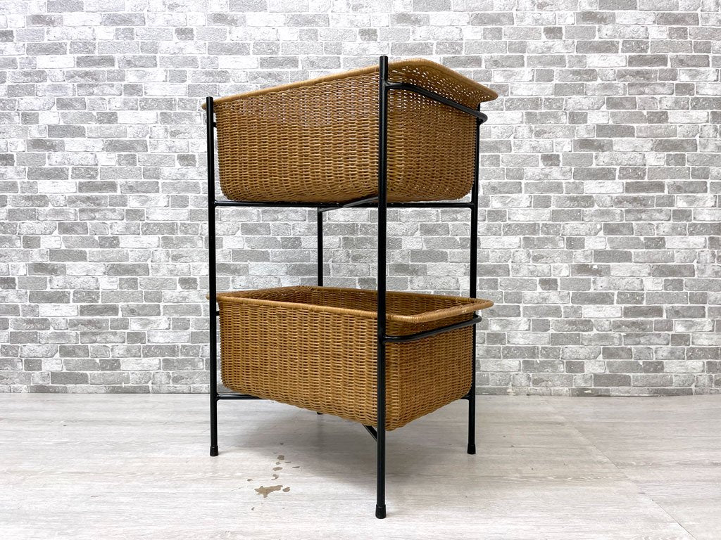 イデー IDEE ワラビー WALLABY バスケットスタンド BASKET STAND ラタン スチール ブラック 定価￥29,900- ●