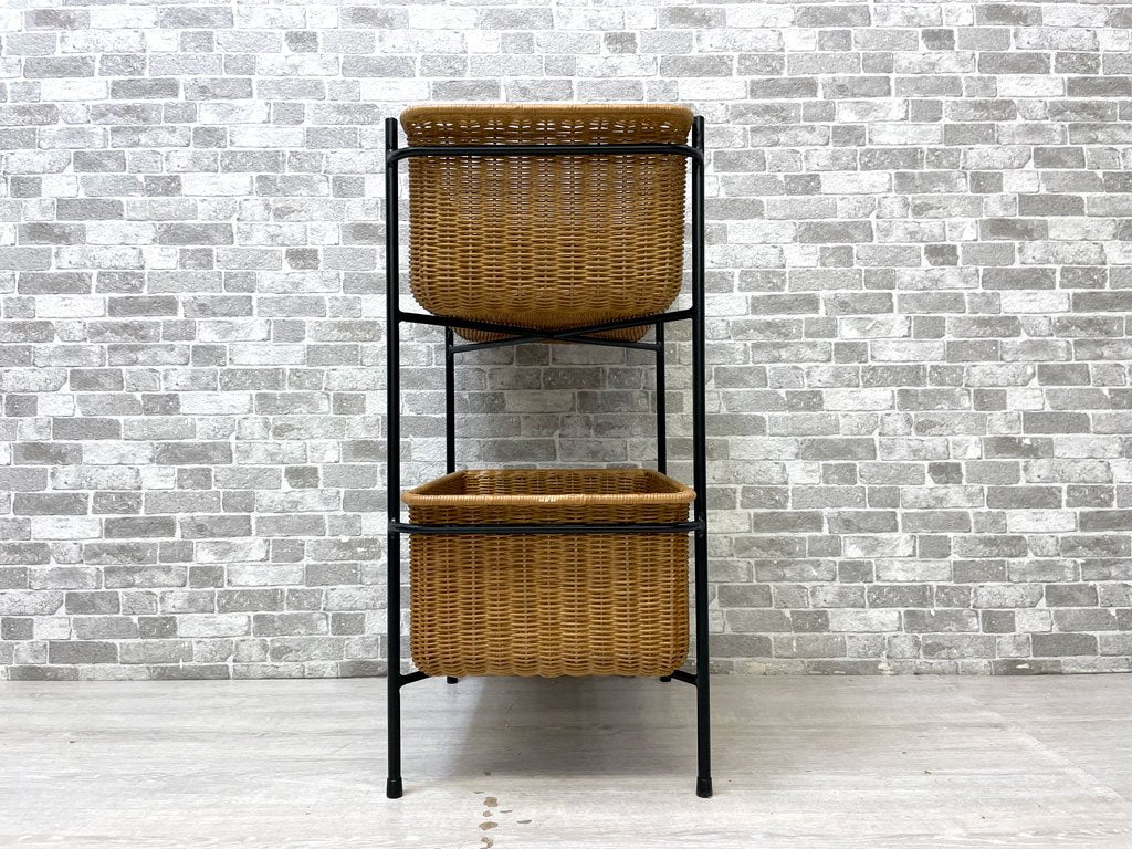 イデー IDEE ワラビー WALLABY バスケットスタンド BASKET STAND ラタン スチール ブラック 定価￥29,900- ●