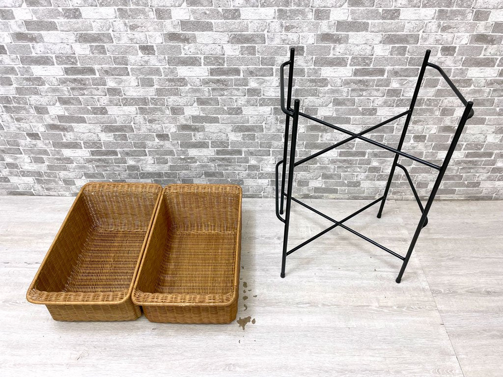 イデー IDEE ワラビー WALLABY バスケットスタンド BASKET STAND ラタン スチール ブラック 定価￥29,900- ●