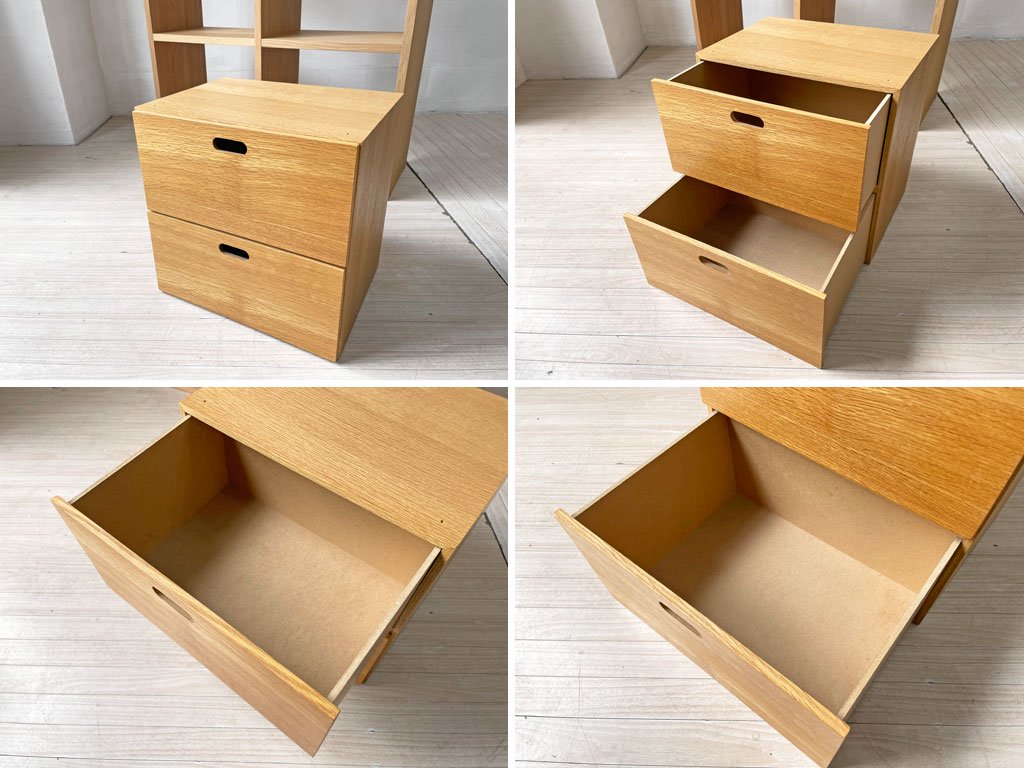 無印良品 MUJI スタッキングシェルフ 3段2列 オーク材 オープンシェルフ スタッキングチェスト・引出し・２段付き 合計定価 \35,890- ★