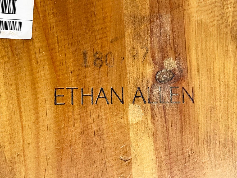 イーセンアーレン ETHAN ALLEN ウインザーチェア ダイニングチェア ホイールバック アーム付き パイン材 米国家具 クラシカル A ●