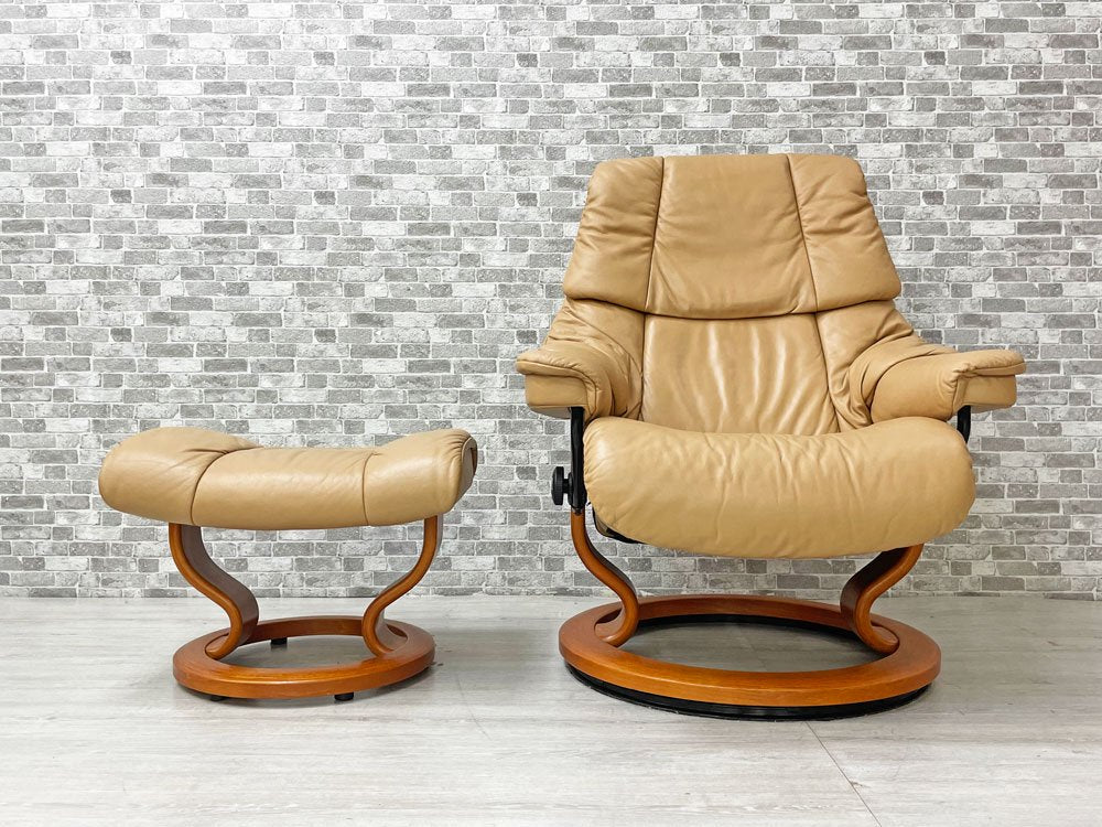 エコーネス EKORNES レノ RENO ストレスレスチェア stressless リクライニングチェア ＆ オットマン 北欧 ノルウェー ●