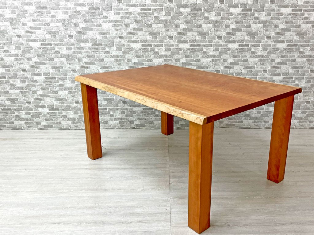 家具蔵 KAGURA テーブル ネイチャー? TABLE NATURE ? ダイニングテーブル チェリー無垢材 耳付き クラフト家具 W135cm ●