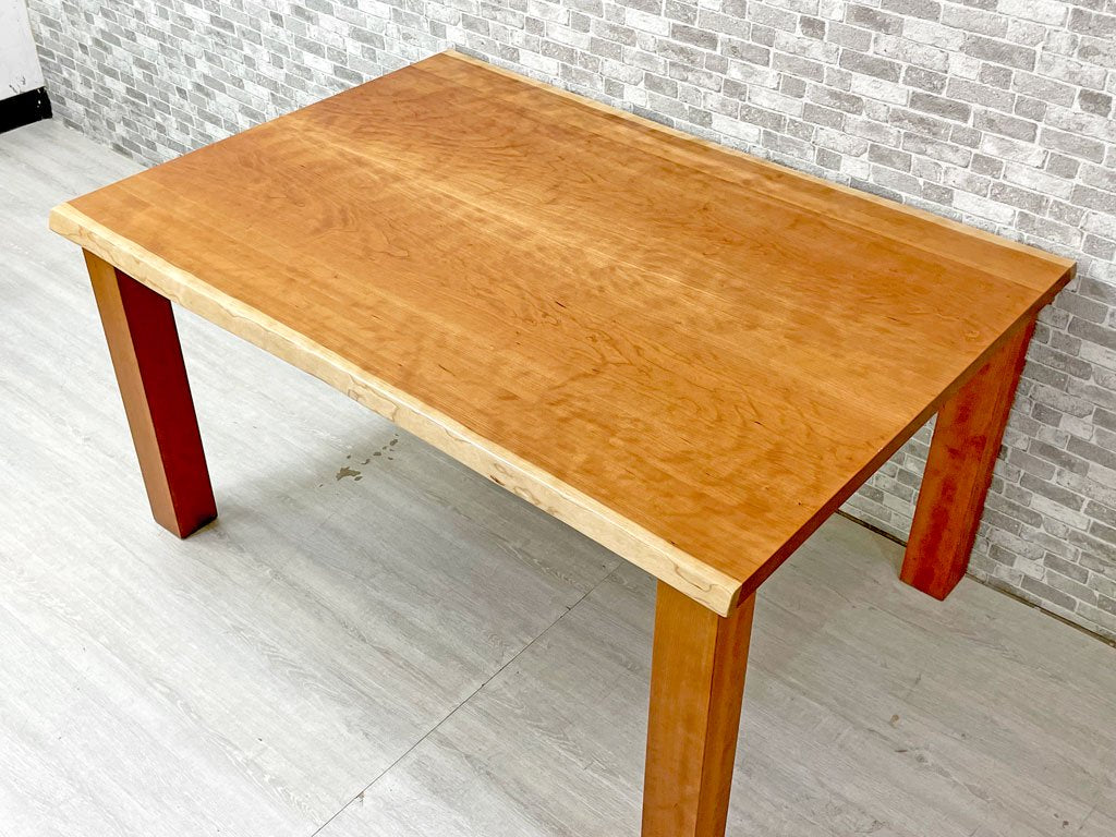 家具蔵 KAGURA テーブル ネイチャー? TABLE NATURE ? ダイニングテーブル チェリー無垢材 耳付き クラフト家具 W135cm ●