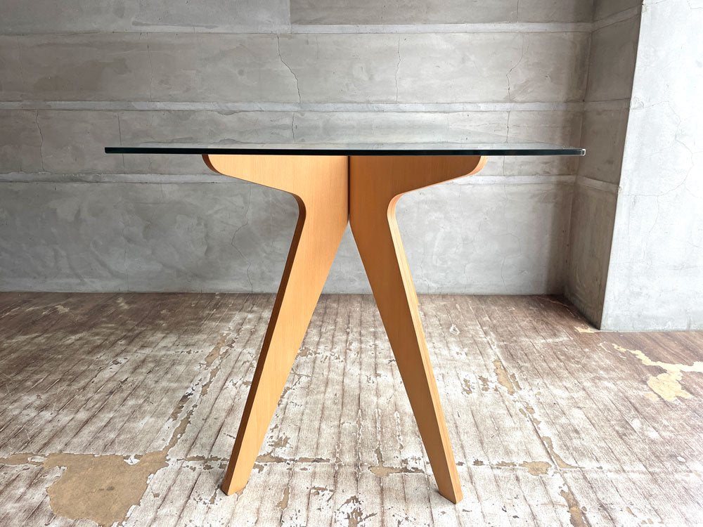 イーアンドワイ E＆Y ペガサス ダイニングテーブル PEGASUS DINING TABLE N-BE W140 ビーチ材プライウッド×ガラストップ 参考定価￥154,000- ♪