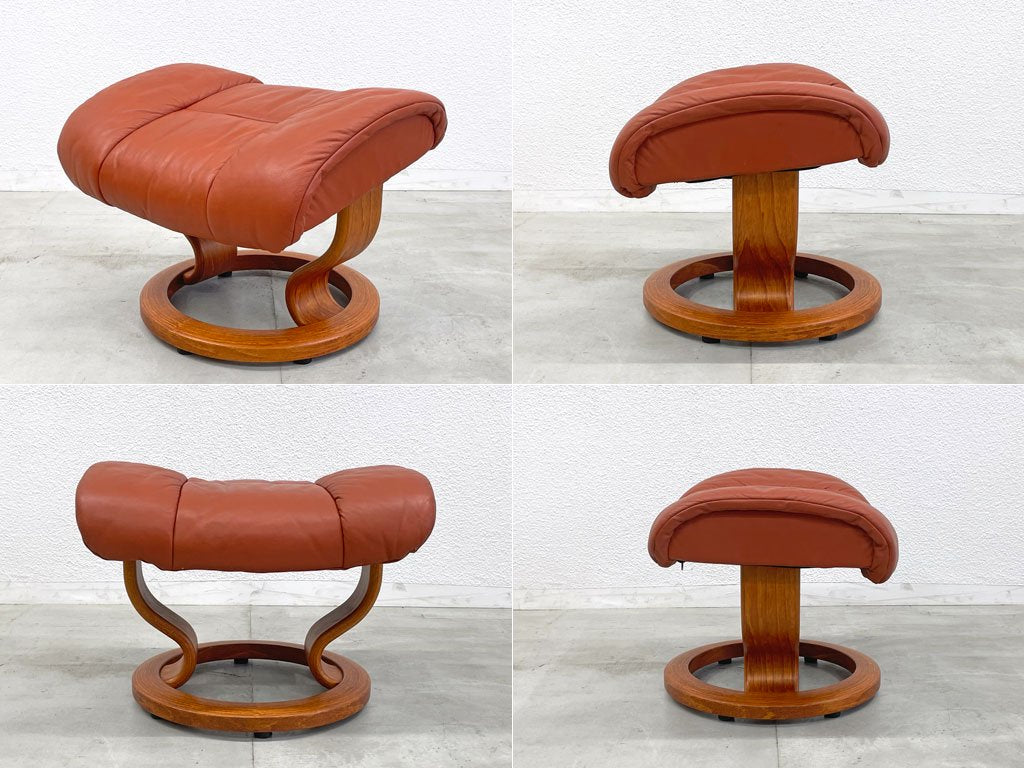 エコーネス EKORNES レノ RENO ストレスレスチェア stressless リクライニングチェア オプションサイドテーブル＆オットマン付 パロマオレンジ ノルウェー 〓