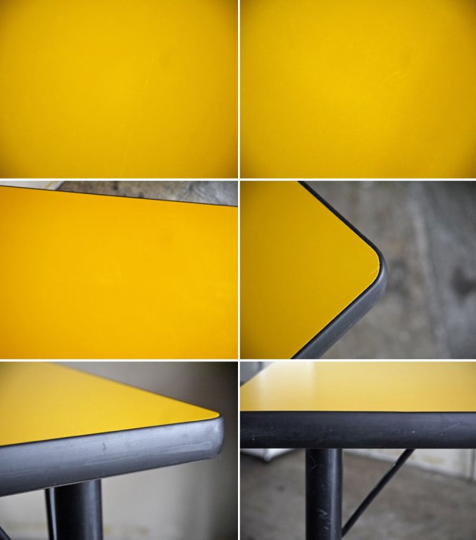 バルコ VIRCO ビンテージ ワークデスク 4000 Table  ダイニングテーブル イエロー エクステンションレッグ 米国 希少カラー ■