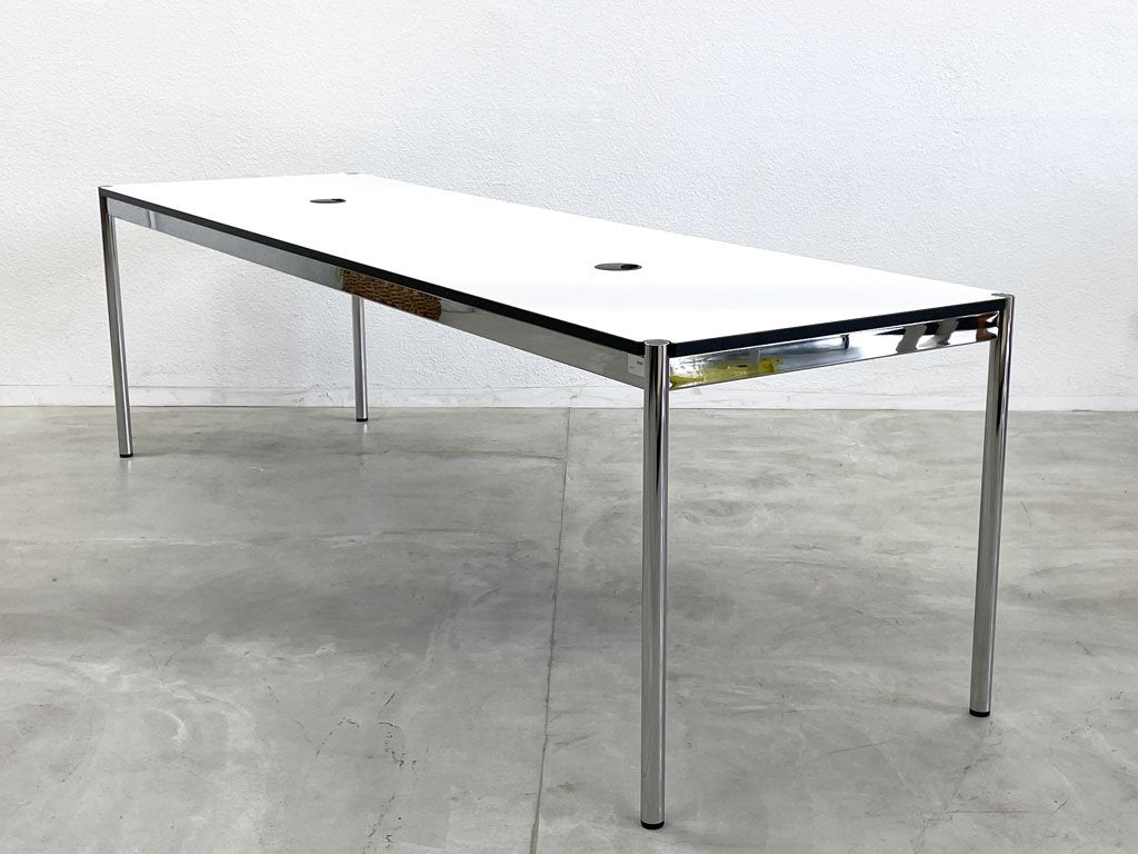 USMハラー USM Haller モジュラーファニチャー Modular Furniture ハラーテーブル ワークデスク W250cm ホワイトラミネート天板 美品 配線孔 〓