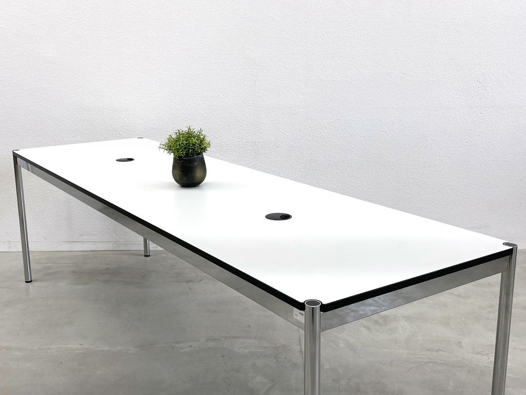 USMハラー USM Haller モジュラーファニチャー Modular Furniture ハラーテーブル ワークデスク W250cm ホワイトラミネート天板 美品 配線孔 〓